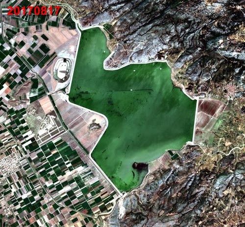 Satellite image of lake Karla, 17 August 2017