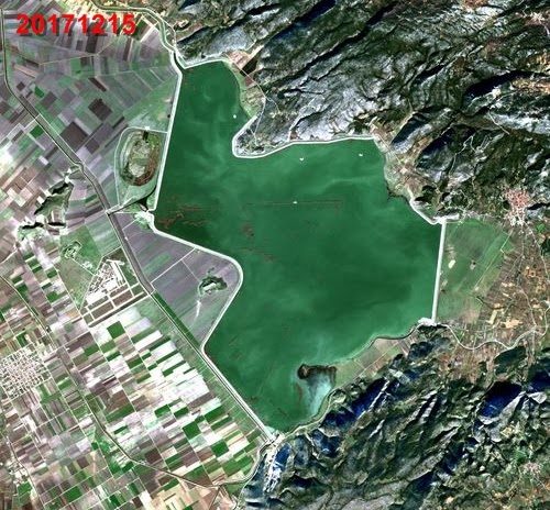 Satellite image of lake Karla, 15 December 2017