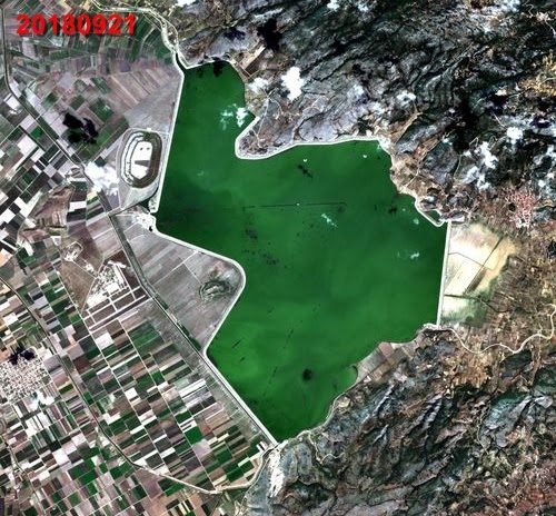 Satellite image of lake Karla, 21 September 2018